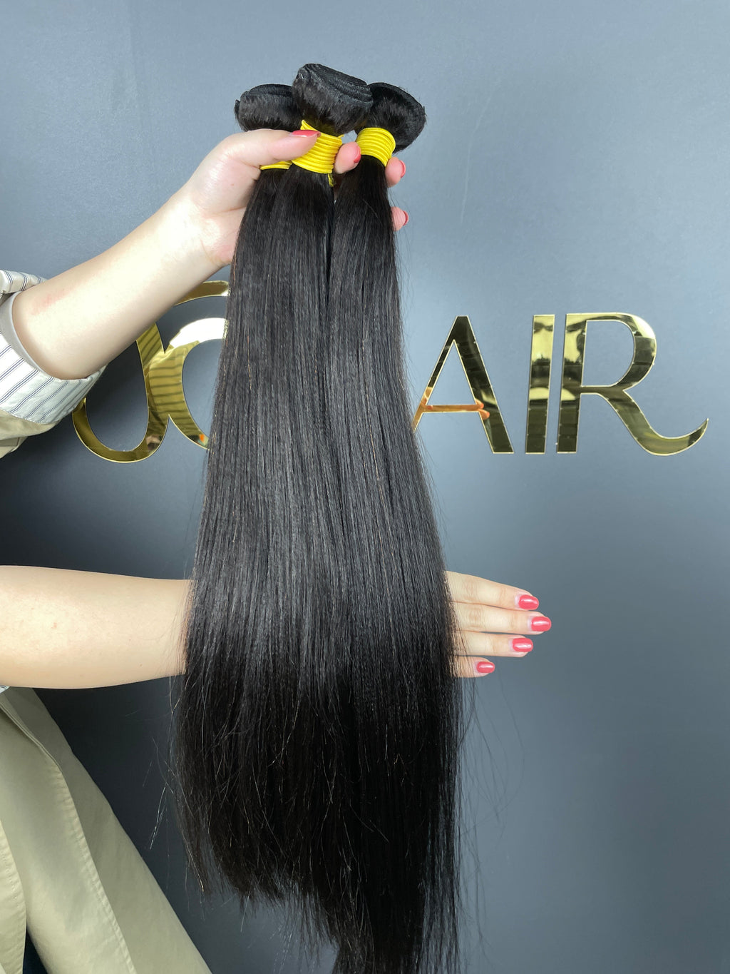 Top Burmese Virgin Hair Relaxed YAKI Straight bundles #1B Regular