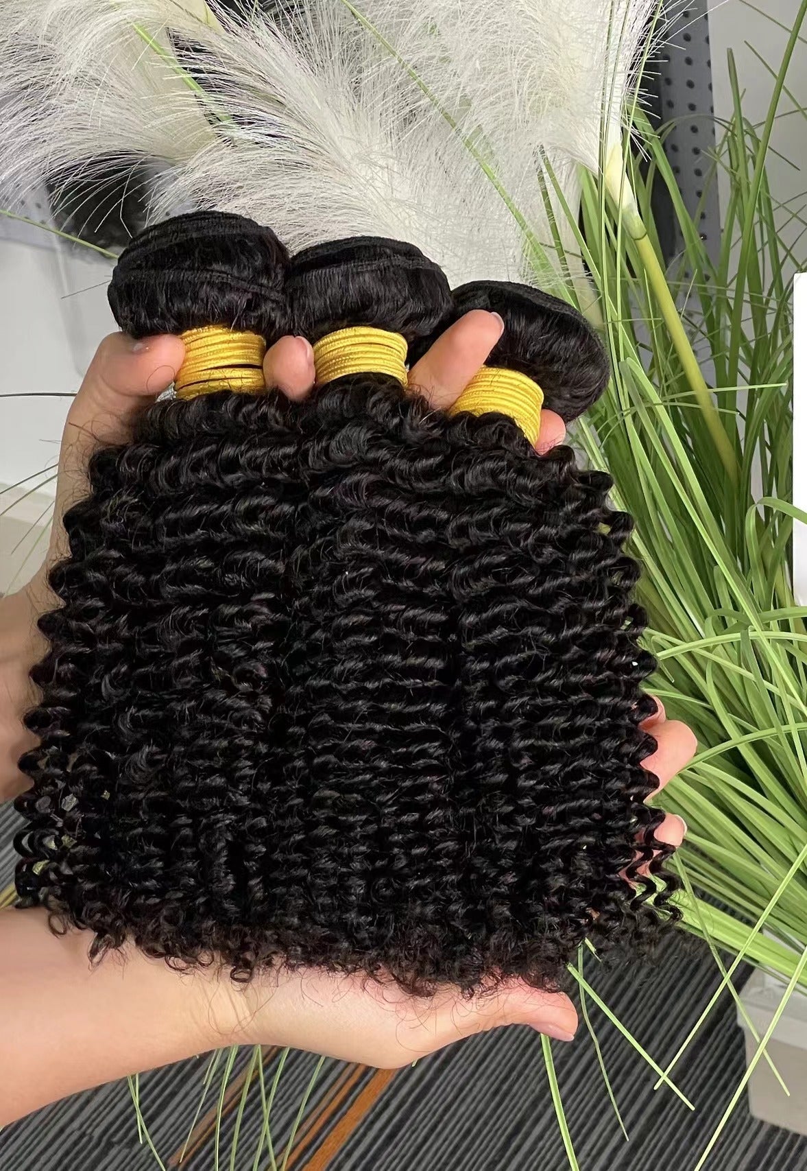 Top Burmese Virgin Hair Kinky Curly Bundle #1B