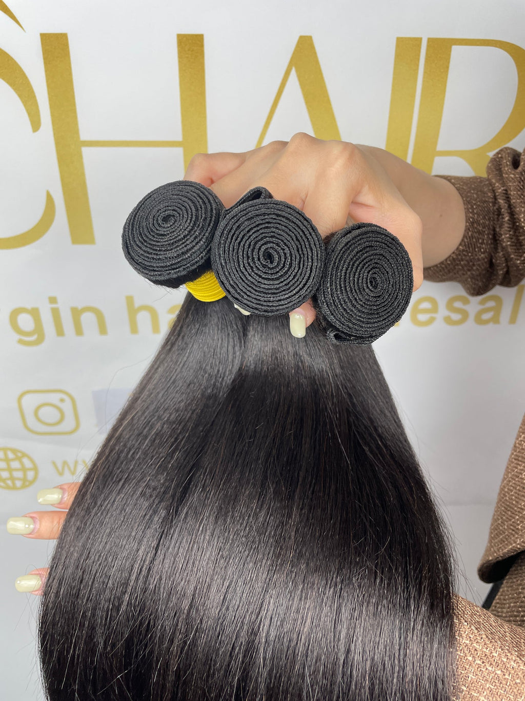 Top Burmese Virgin Hair Relaxed YAKI Straight bundles #1B Regular
