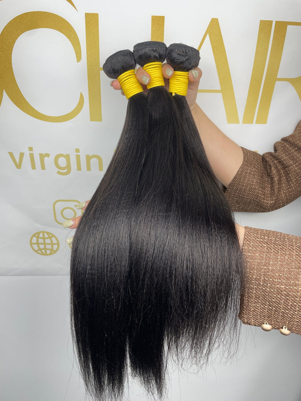 Top Burmese Virgin Hair Relaxed YAKI Straight bundles #1B Regular