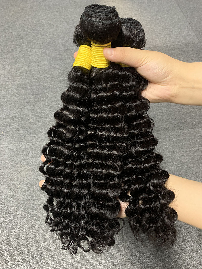 Top Burmese Virgin Hair Deep Wave Bundle #1B