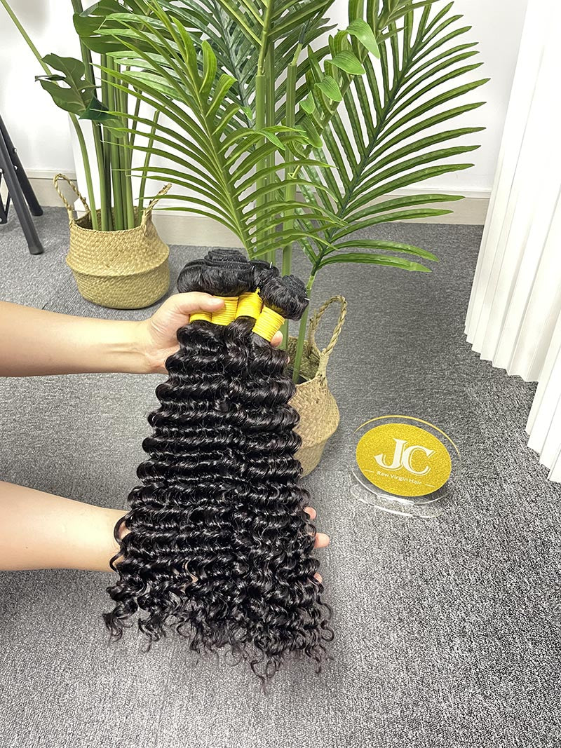 Top Burmese Virgin Hair Deep Wave Bundle #1B